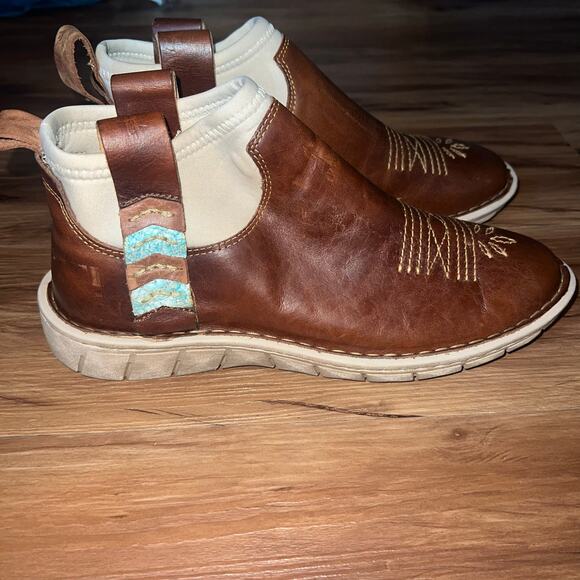 Tony Lama Brown Leather Slip-On Western Chelsea Boots Women’s Size 8 - Picture 5 of 15